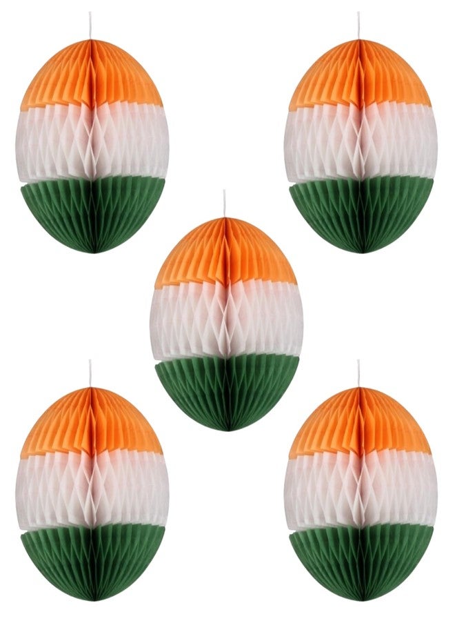 Atpata Funky Republic Day/Independence Day Tri Colour Tiranga Paper Honey Comb Balls (5pcs Papercomb) - Image 1